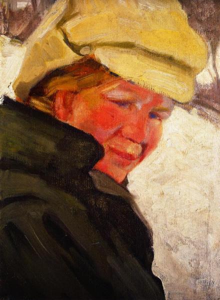 Maria Franck In A White Cap by Franz Marc