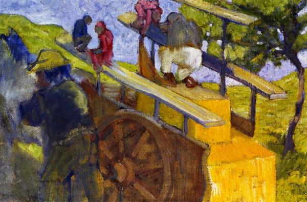 Monkeys On A Cart by Franz Marc
