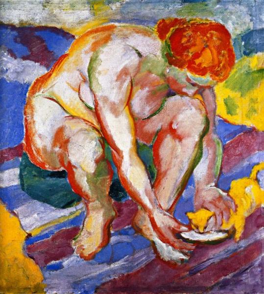 Nude With Cat by Franz Marc