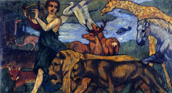 Orpheus With Animals, Design For A Tapestry by Franz Marc