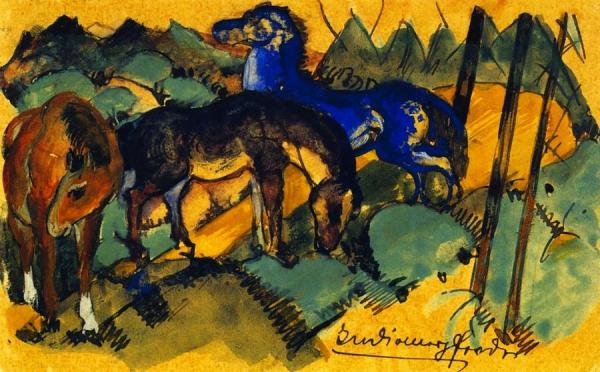 Red Indian Horses by Franz Marc