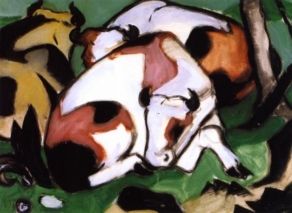 Ruhende Kuhe by Franz Marc