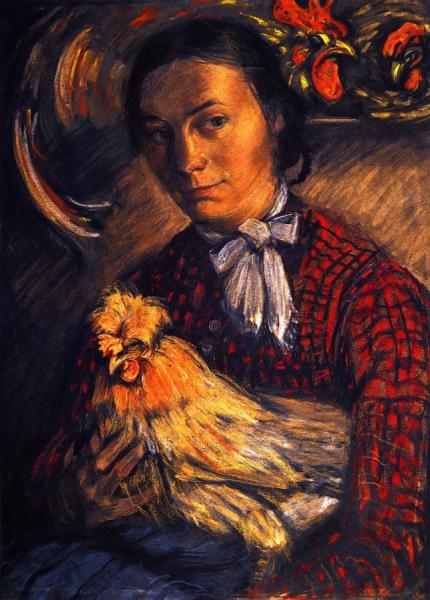 Seated Farmer's Wife With A Chicken In Her Lap by Franz Marc