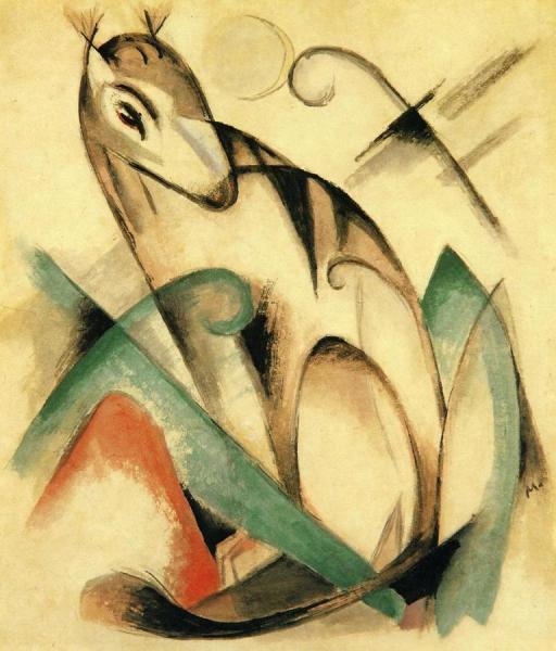 Seated Mythical Animal by Franz Marc