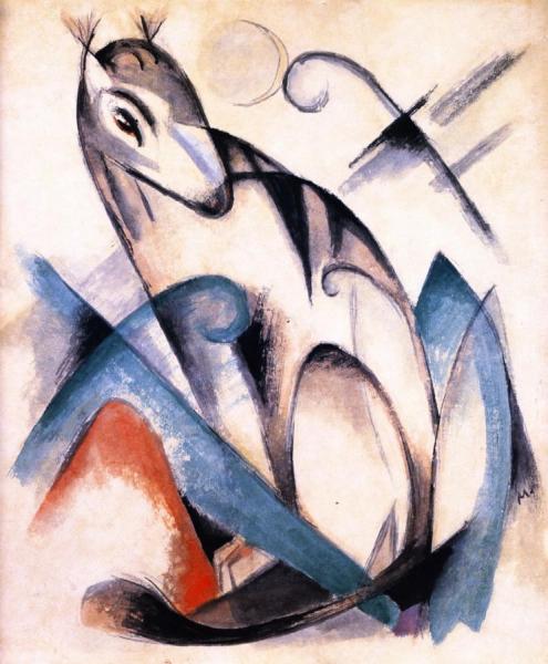 Sitting Fabulous Beast by Franz Marc