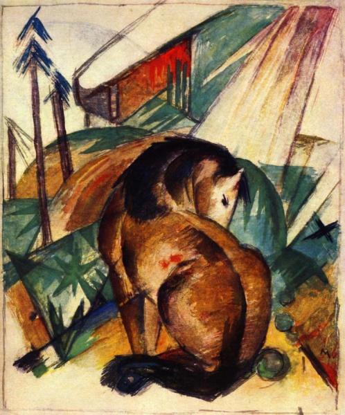Sitting Horse by Franz Marc