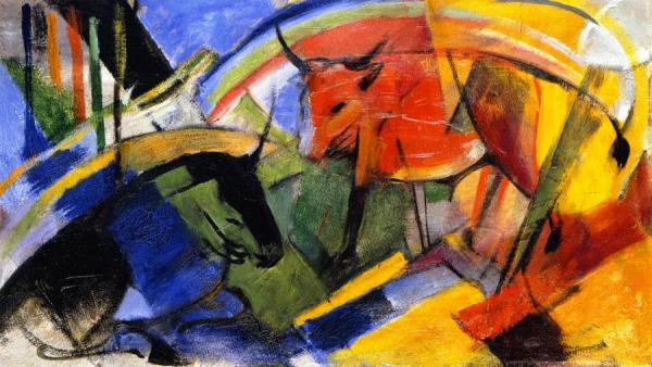 Franz Marc Small Picture With Cattle