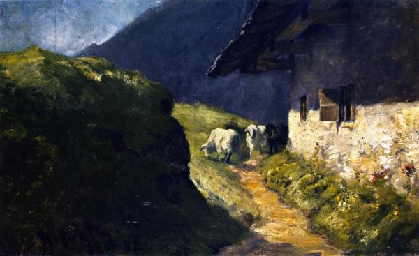 Steffelalm Ii With Sheep by Franz Marc