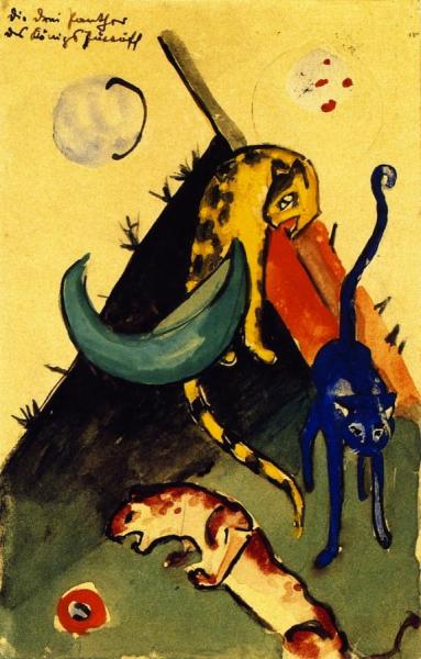 The Three Panthers Of King Jussuff by Franz Marc