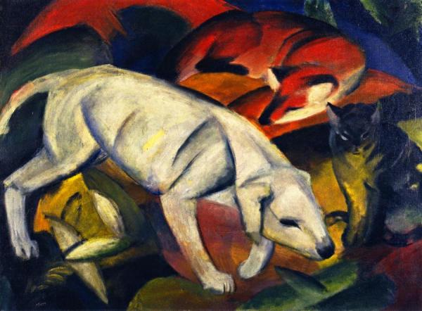 Three Animals (dog, Fox And Cat) by Franz Marc