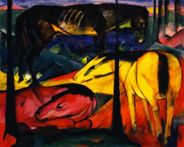 Three Horses I (larger Version) by Franz Marc