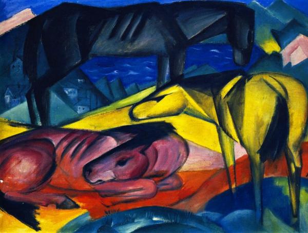 Three Horses Ii by Franz Marc
