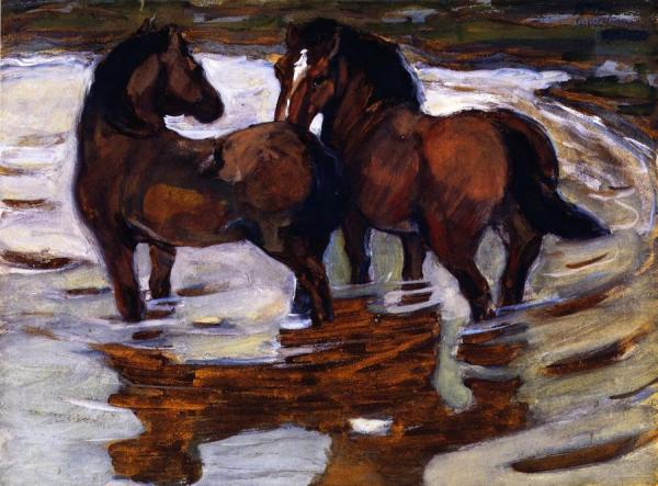 Franz Marc Two Horses At A Watering Place