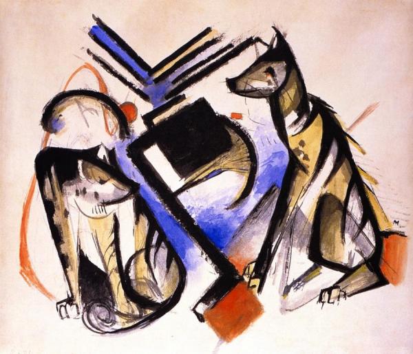 Two Wolves by Franz Marc