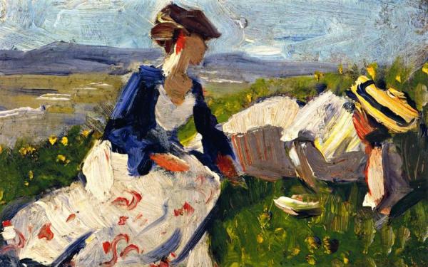 Two Women On The Hillside, Sketch by Franz Marc