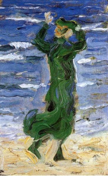 Woman In The Wind By The Sea by Franz Marc