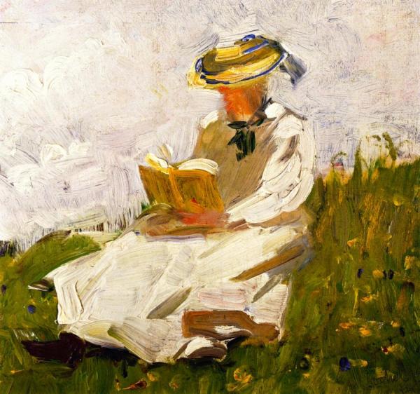 Woman Reading In A Meadow by Franz Marc