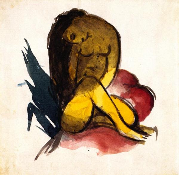 Yellow Female Nude Seated by Franz Marc