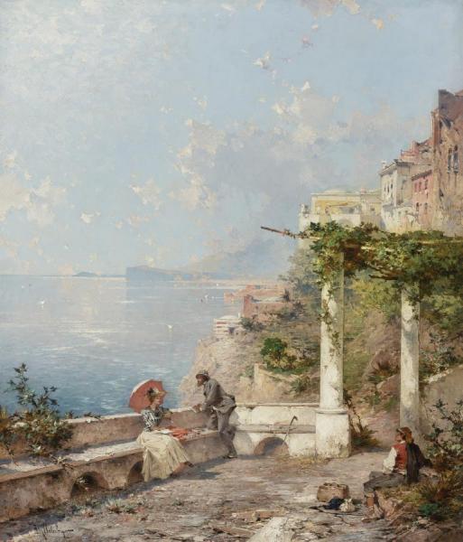 Amalfi Coast by Franz Richard Unterberger Oil Painting Reproductions
