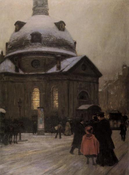 Franz Skarbina Bohemian Church On Christmas Eve