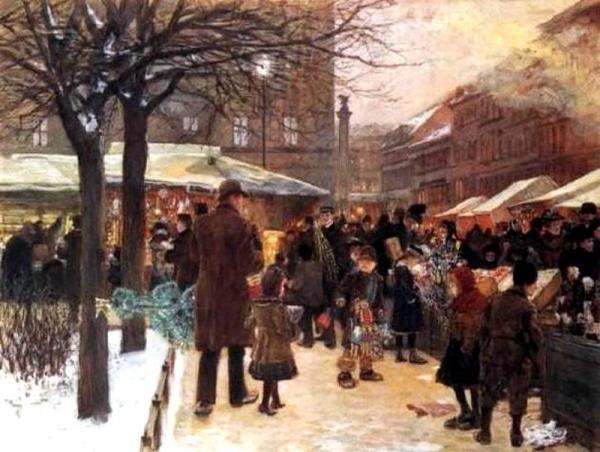 Christmas Market In Berlin by Franz Skarbina Oil Painting Reproductions