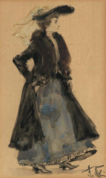 Franz Skarbina Elegant Lady With Hat