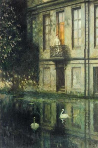 Moonlit Night by Franz Skarbina Oil Painting Reproductions