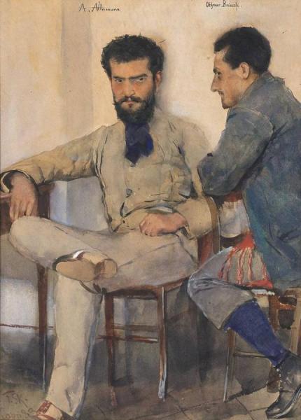 Franz Skarbina Painter Alessandro Altamura And Othmar Brioschi Pagano At Hotel Capri