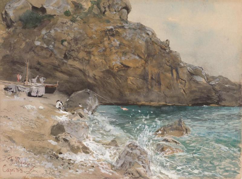 The Beach At Marina Piccola, Capri, 1883 by Franz Skarbina