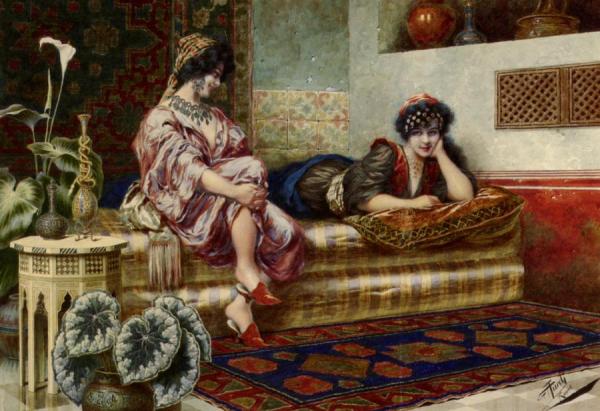Idle Hours In The Harem by Franz Von Defregger Oil Painting Reproductions
