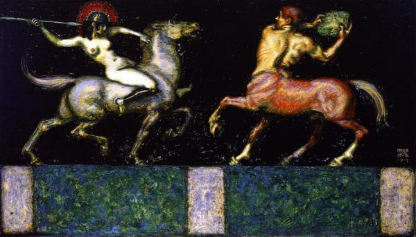 Amazon And Centaur by Franz Von Stuck