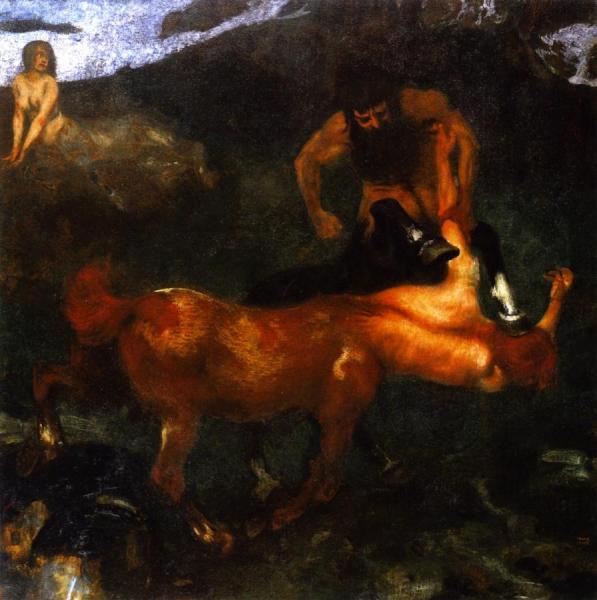 Fighting Centaurs by Franz Von Stuck Oil Painting Reproductions