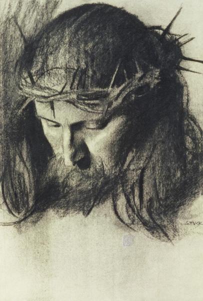 Head Of Christ, C.1890 by Franz Von Stuck Oil Painting Reproductions