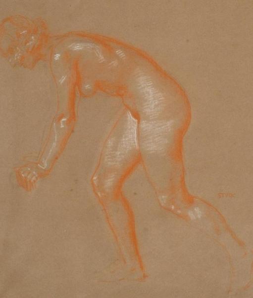 Sich Neigender Frauenakt by Franz Von Stuck