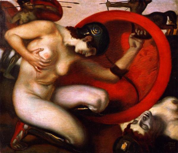 Wounded Amazon by Franz Von Stuck