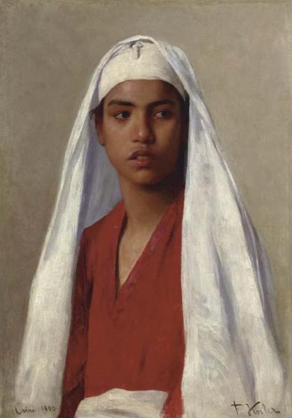 Portrait Of A Young Egyptian Girl by Franz Xaver Kosler Oil Painting Reproductions