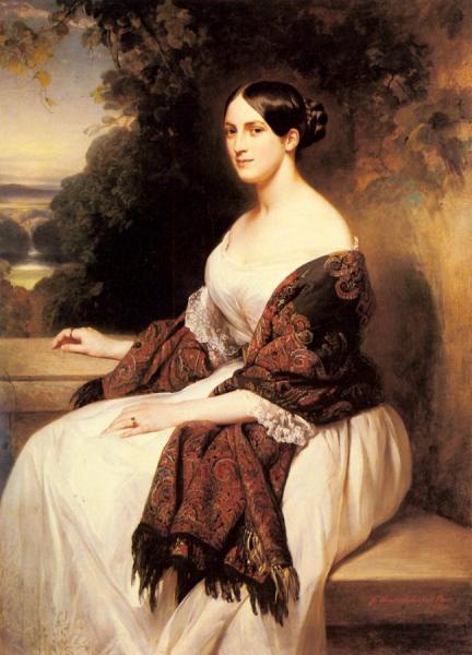 Portrait Of Madame Ackerman, The Wife Of The Chief Finance Minister Of King Louis Philippe by Franz Xavier Winterhalter