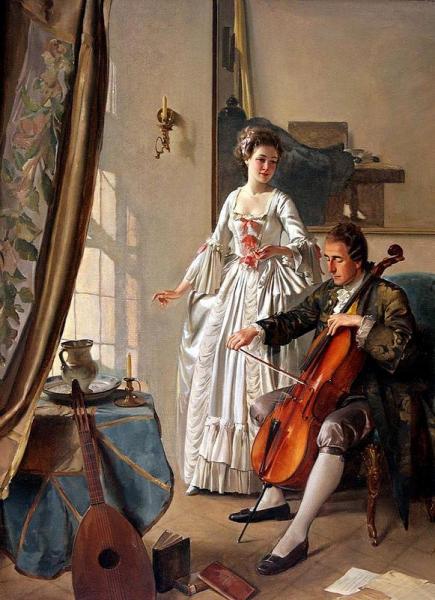 The Cello Player by Franz Xavier Wolf Oil Painting Reproductions