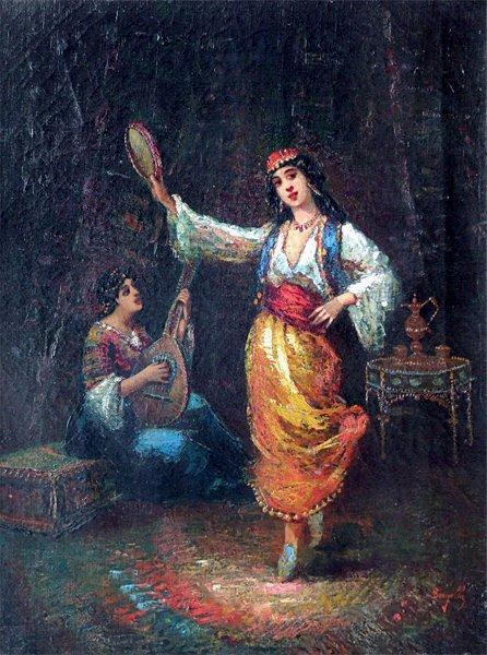Dancer With Tambourine by Frédéric Borgella Oil Painting Reproductions