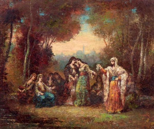 Oriental Scene Galante by Frédéric Borgella Oil Painting Reproductions