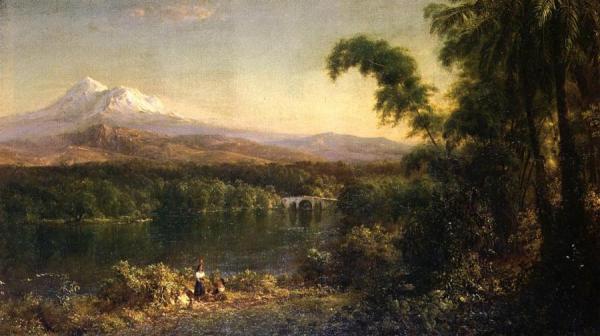 Frederic Edwin Church Figures In An Ecuadorian Landscape