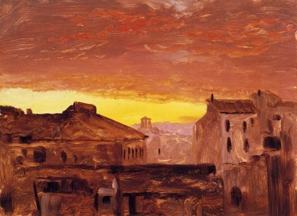Rooftops At Sunset, Rome, Italy by Frederic Edwin Church