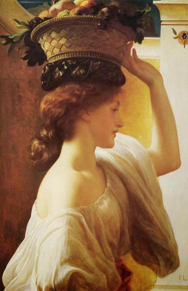 A Girl With A Basket Of Fruit by Frederic Leighton