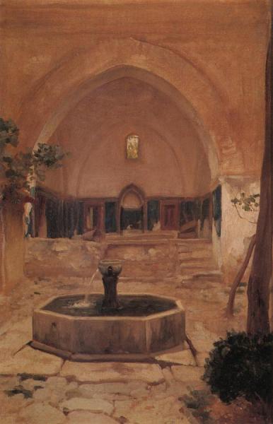 Courtyard Of A Mosque At Broussa by Frederic Leighton