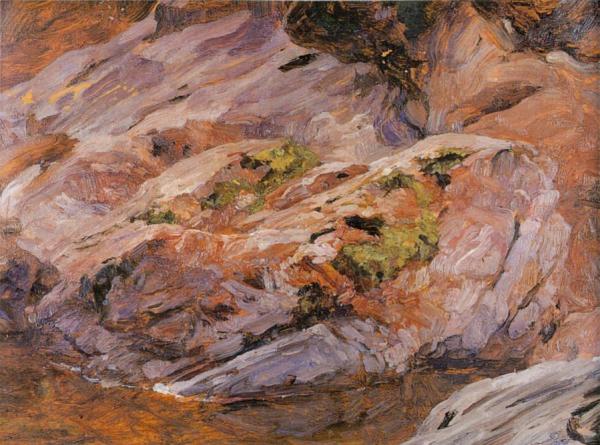 Pink Granite Boulders, Findhorn River by Frederic Leighton