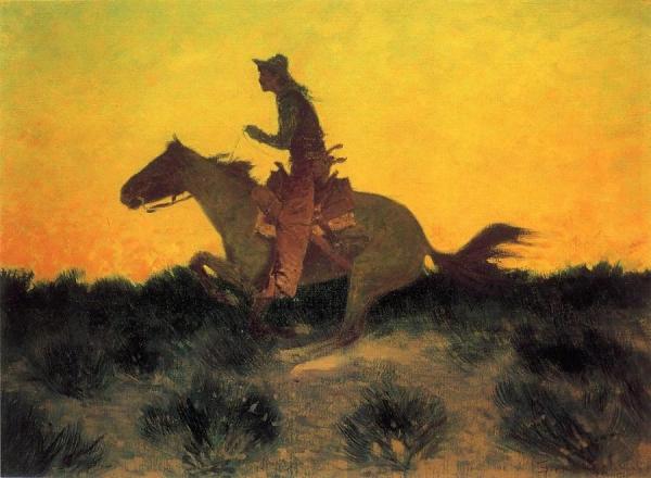 Against The Sunset by Frederic Remington