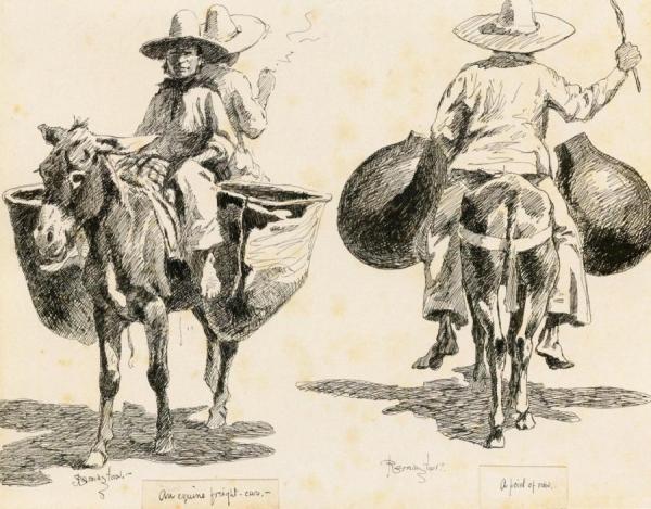 An Equine Freight Car And A Point Of View by Frederic Remington