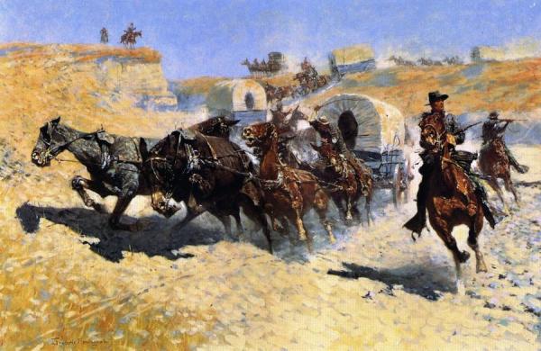 Attack On The Supply Wagons by Frederic Remington