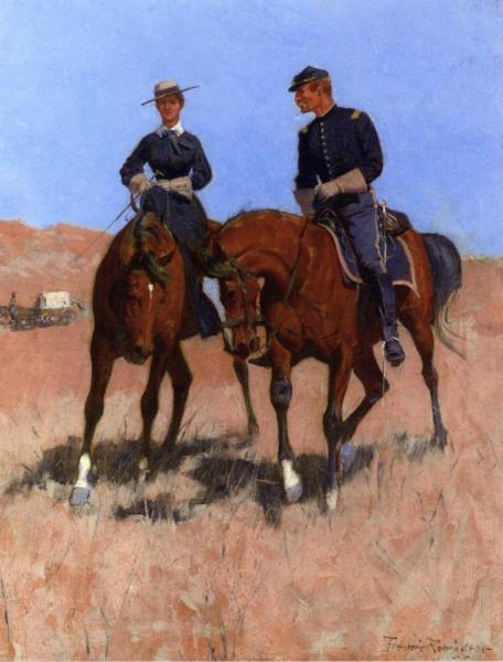 Belle Mckeever And Lt. Edgar Wheelock by Frederic Remington