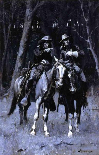 Cheyenne Scouts Patrolling The Big Timber Of The North Canadian, Oklahoma by Frederic Remington